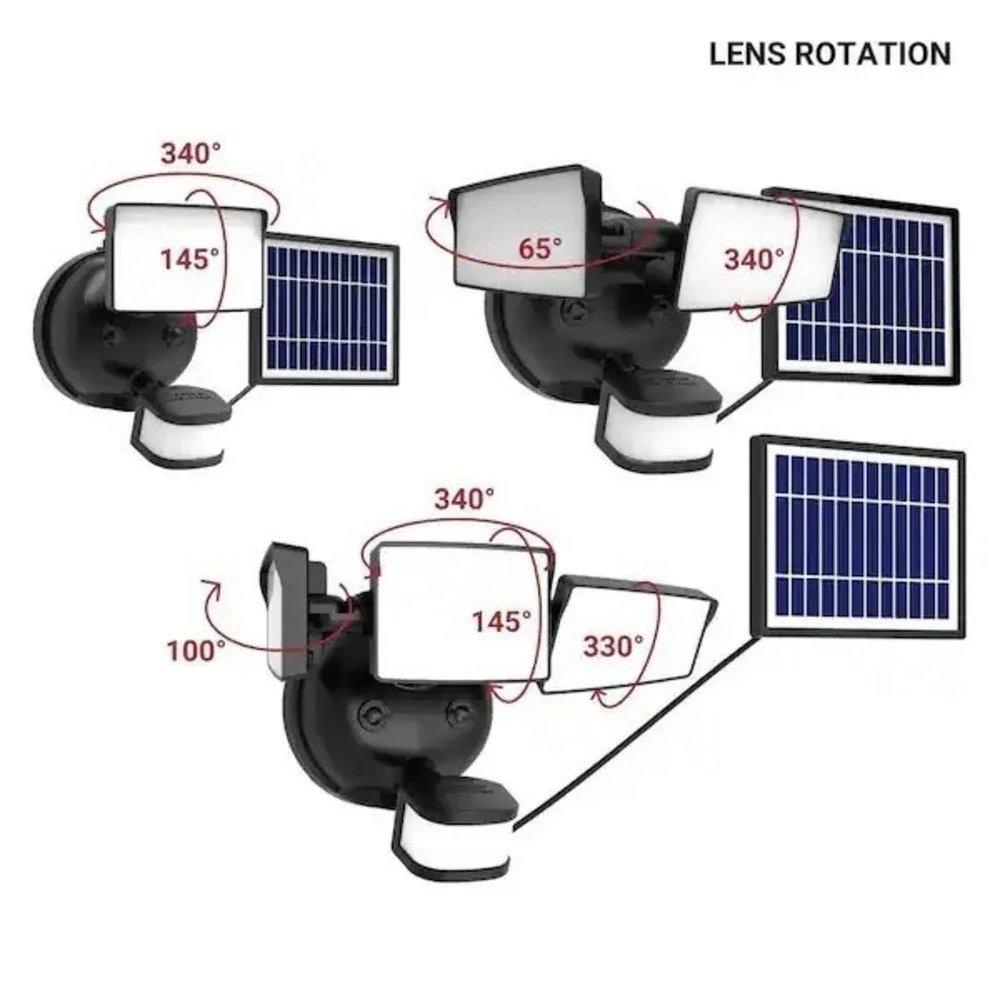 Halo Next Gen Solar-Powered LED Security Floodlight, 3 Head W/ Motion Sensing,